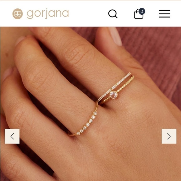 Gorjana size 7 diamond row ring gold - Picture 2 of 15